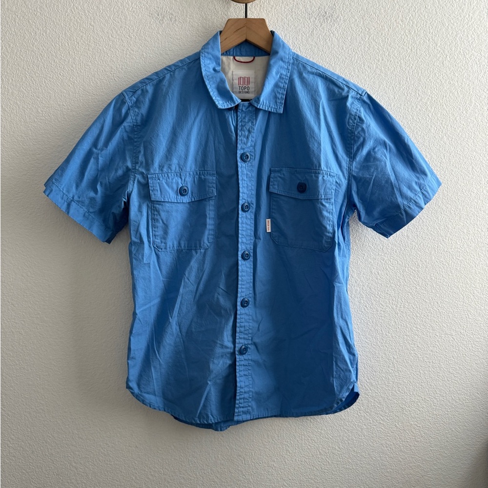 Topo Designs Blue Short Sleeve Button Down Shirt